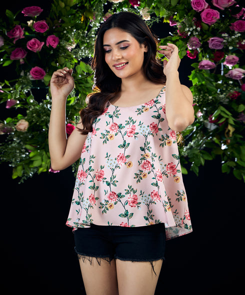 Waist Tie Chiffon Peplum Pink Top